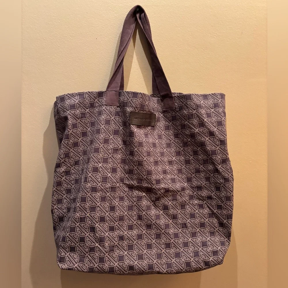 ANTONIO MELANI BROWN AND TAN CANVAS CLOTH TOTE BAG  16